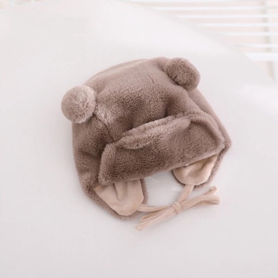 muts baby jongen - teddy - pilotenmuts - wit - kraamcadeau - winter van Merkloos — afbeelding 3