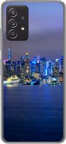 Geschikt voor Samsung Galaxy A53 5G hoesje - New York - Skyline - Nacht - Siliconen Telefoonhoesje