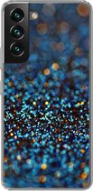 Geschikt voor Samsung Galaxy S22 hoesje - Glitter - Blauw - Abstract - Design - Siliconen Telefoonhoesje