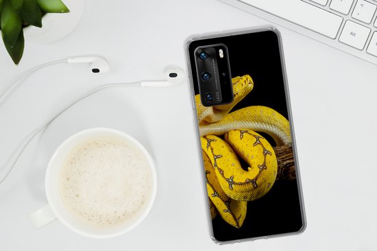 Coque Huawei P40 Pro - Serpent - Branche - Jaune - Coque de téléphone en Siliconen