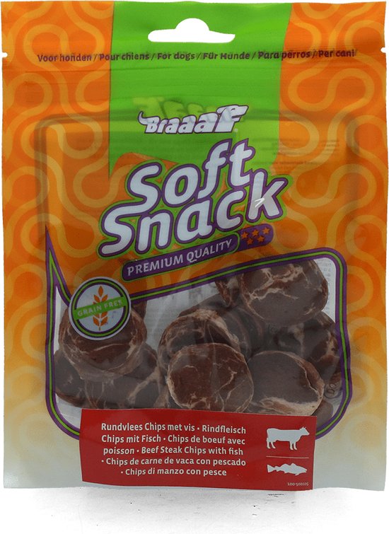 Braaaf Rund Steak Chips met Vis 85 gr