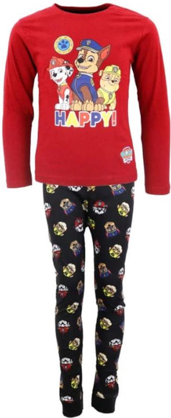 Paw Patrol pyjama - jongens - 100% Katoen - Rood/Zwart -Maat 116