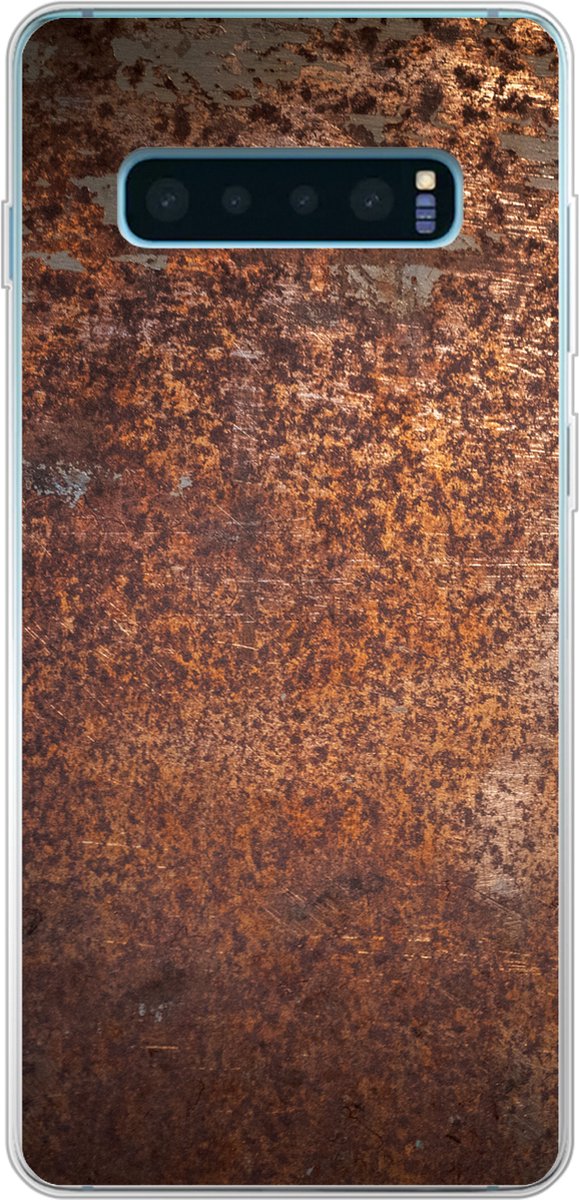 Telefoonhoesje Geschikt voor Samsung Galaxy S10 Plus hoesje - Staal - Roest print - Brons - Structuur - Siliconen Telefoonhoesje Telefoonhoesje