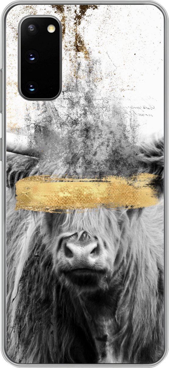Telefoonhoesje Geschikt voor Samsung Galaxy S20 hoesje - Schotse Hooglander - Goud - Abstract - Siliconen Telefoonhoesje Telefoonhoesje