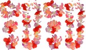 Toppers - Boland Hawaii krans/slinger set - 2x - Tropische/zomerse kleuren mix rood - Hoofd en hals slingers