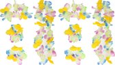 Boland Hawaii krans/slinger set - 2x - Tropische/zomerse kleuren mix blauw - Hoofd en hals slingers