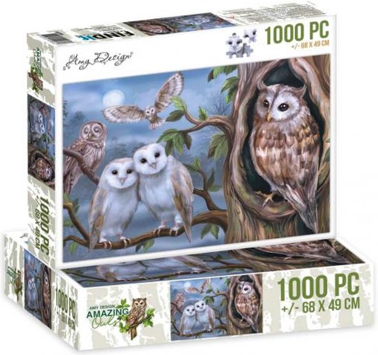 Amazing Owls Jigsaw puzzle 1000 pc by Amy Design