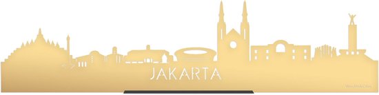 Standing Skyline Jakarta Goud Metallic - 60 cm - Woondecoratie design - Decoratie om neer te zetten en om op te hangen - Meer steden beschikbaar - Cadeau voor hem - Cadeau voor haar - Jubileum - Verjaardag - Housewarming - Interieur - WoodWideCities
