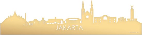 Skyline Jakarta Goud Metallic - 80 cm - Woondecoratie - Wanddecoratie - Meer steden beschikbaar - Woonkamer idee - City Art - Steden kunst - Cadeau voor hem - Cadeau voor haar - Jubileum - Trouwerij - WoodWideCities