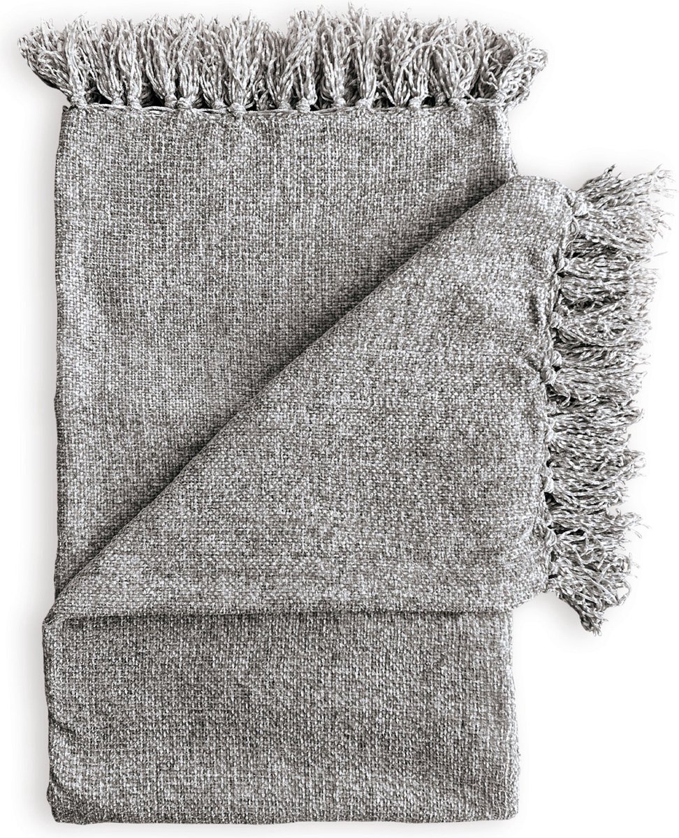 Zohome Plaid Ciniglia - Warme deken voor op de bank - Zacht - 140x200 cm - Grijs