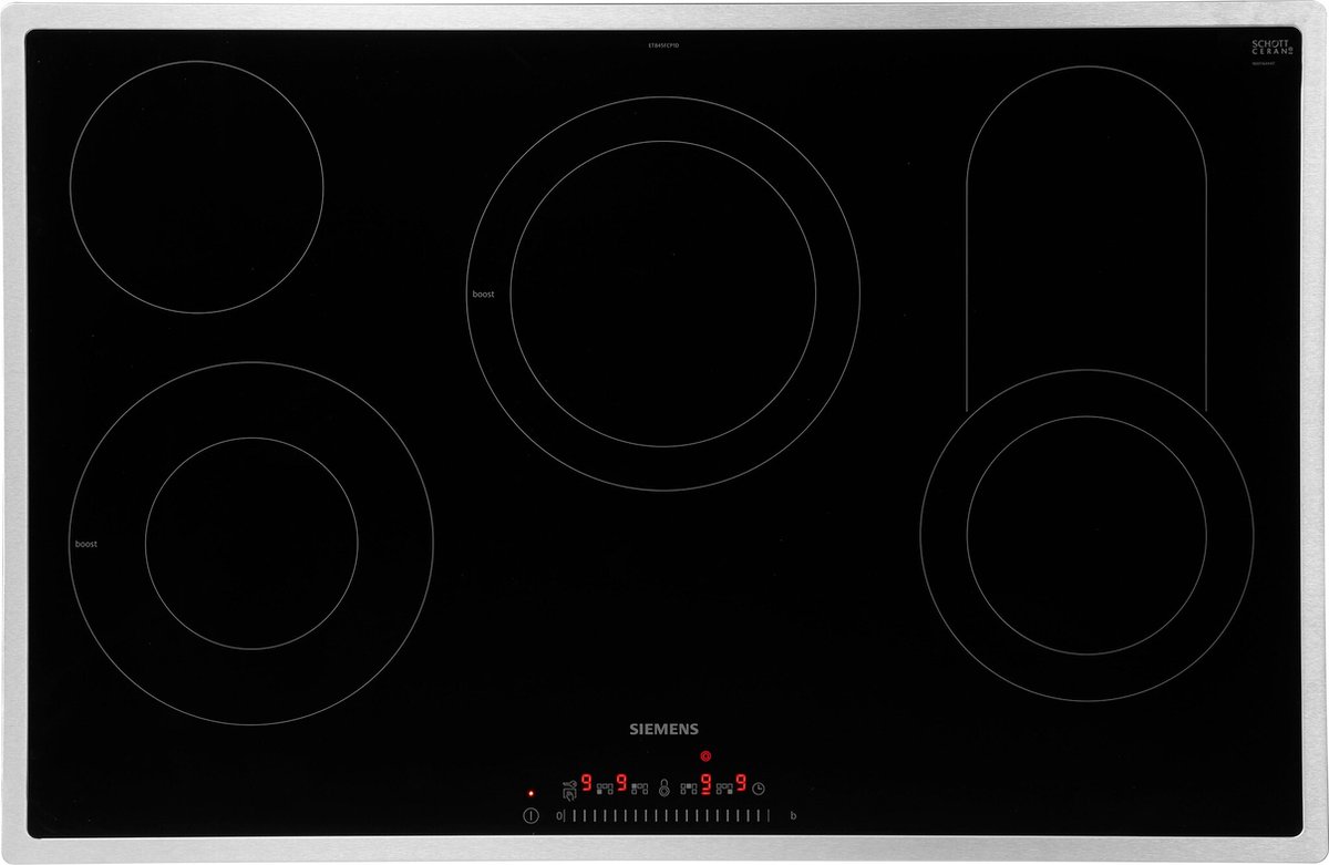 Siemens ET845FCP1D kookplaat Zwart, Roestvrijstaal Ingebouwd Keramisch 5 zone(s)