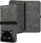 kwmobile Vilten tasje voor smartphones - met elastiek - Etui voor mobiele telefoon in grijs / zwart - 17,2 x 8 cm