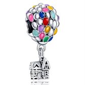 Jewerella® Armbandbedel voor Populaire Bedel Armbanden | Huis Met Ballonen| | Hangbedel Charm | 925 | Kleurrijk | Armband Kraal | Cadeau