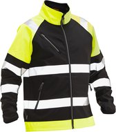 Jobman 5125 Hi-Vis Softshell Jacket 65512555 - Zwart/HV Geel - L