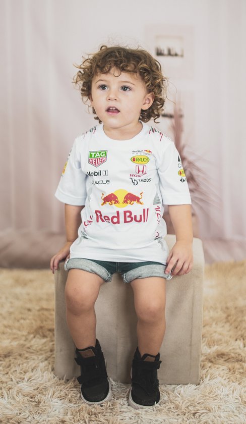 Red Bull Racing F1 Peuter Shirt Logo | Wit | 100% katoen | Verstappen 1 | Formule 1 Fans | Ideaal F1 cadeau | Maat 86 | 12 MND