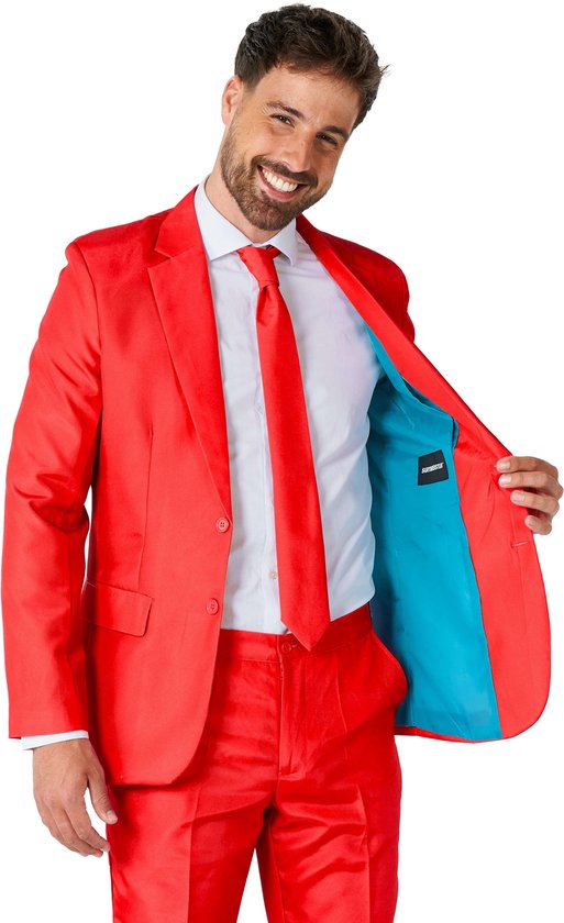 Suitmeister Red - Heren Pak - Casual Effen Gekleurd - Rood - Kerst - Maat  XL | bol