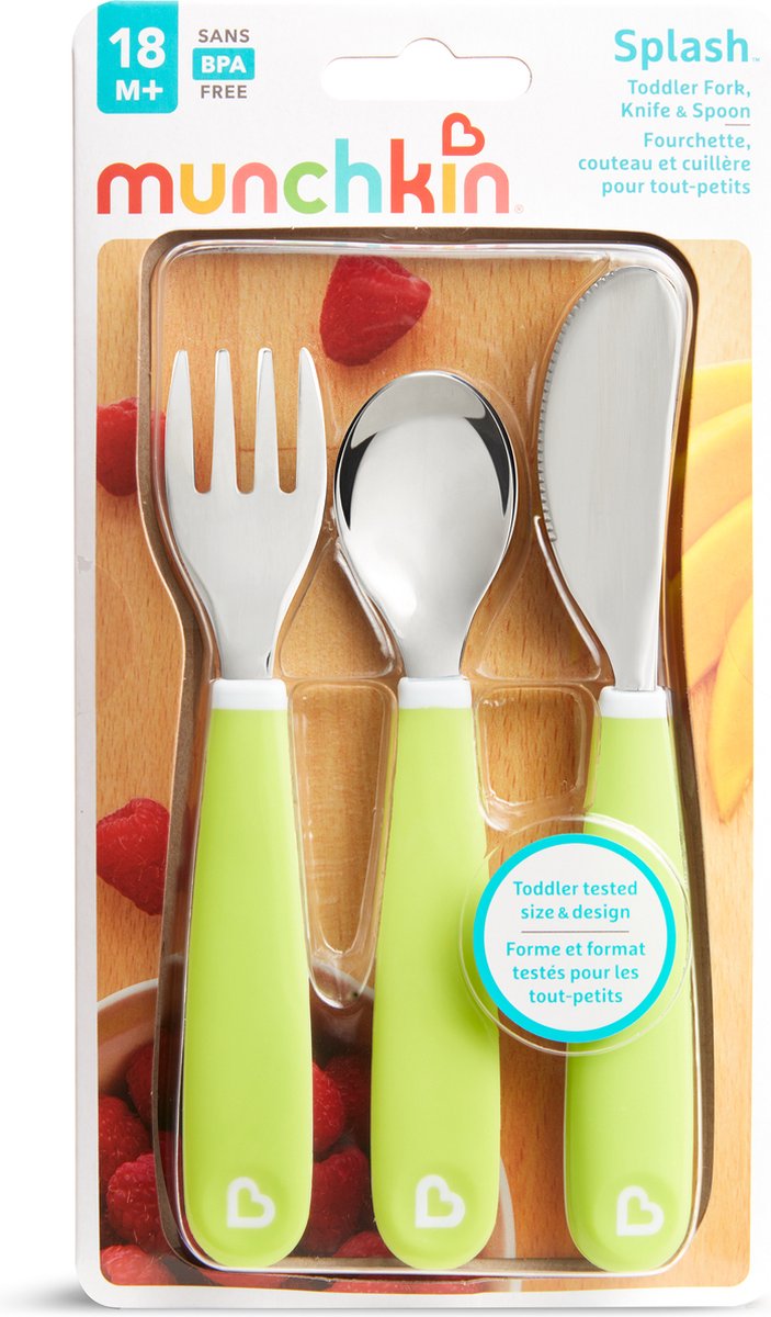 Munchkin kinderbestek - Splash Kleuter Besteksetje - Vork, Mes en Lepel - Set van 3 - Kinderbestekset - Kleur Groen - vanaf 18 maanden van Merkloos — afbeelding 2