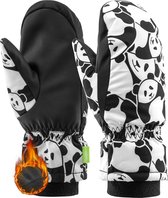 Qunature Skihandschoenen - Universeel Voor Kindere - Panda Design - Winddicht En Warm - Voor Outdoor Activiteiten In De Winter - Skien, Snowboarden, Schaatsen - Zwart - Maat M
