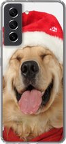 Geschikt voor Samsung Galaxy S21 FE hoesje - Hond - Grappig - Lachen - Kinderen - Jongens - Meisjes - Siliconen Telefoonhoesje