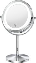 BOTC Make Up Spiegel met LED Verlichting - 5x Vergroting - Oplaadbaar - Scheerspiegel - 3 Lichtstanden - Wit