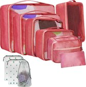 Reisaccessoires koffer-organizerset, 10-delige set verpakkingskubussen, koffer-organizer, paktassenset, lichte kledingtassenset voor rugzak en koffer, 10 maten pakkubussen voor koffer, rood