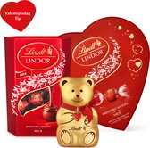 Lindt Chocolade Cadeau - 500 gram chocolade cadeau pakket - Melkchocolade bonbons - Rood hart met chocolade beertje