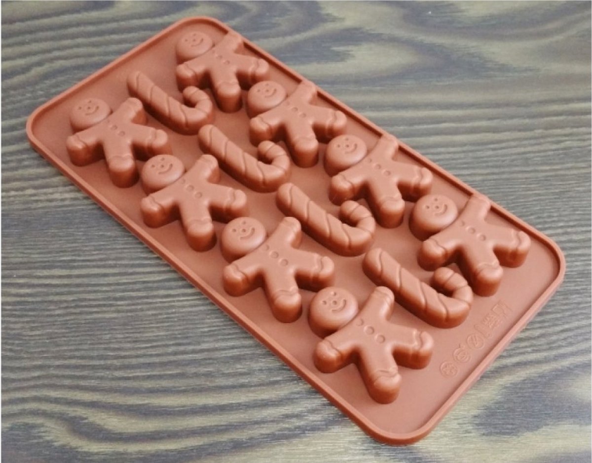 Siliconen mal voor chocolaatjes - Shrek COOKIES - 21 x 10 x 1,7 cm - 12 Stuks - Twee patronen van chocolade - Mal Poppetjes en Zuurstok