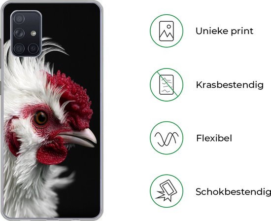 Coque Samsung Galaxy A51 - Kip - Vogel - Zwart - Siliconen