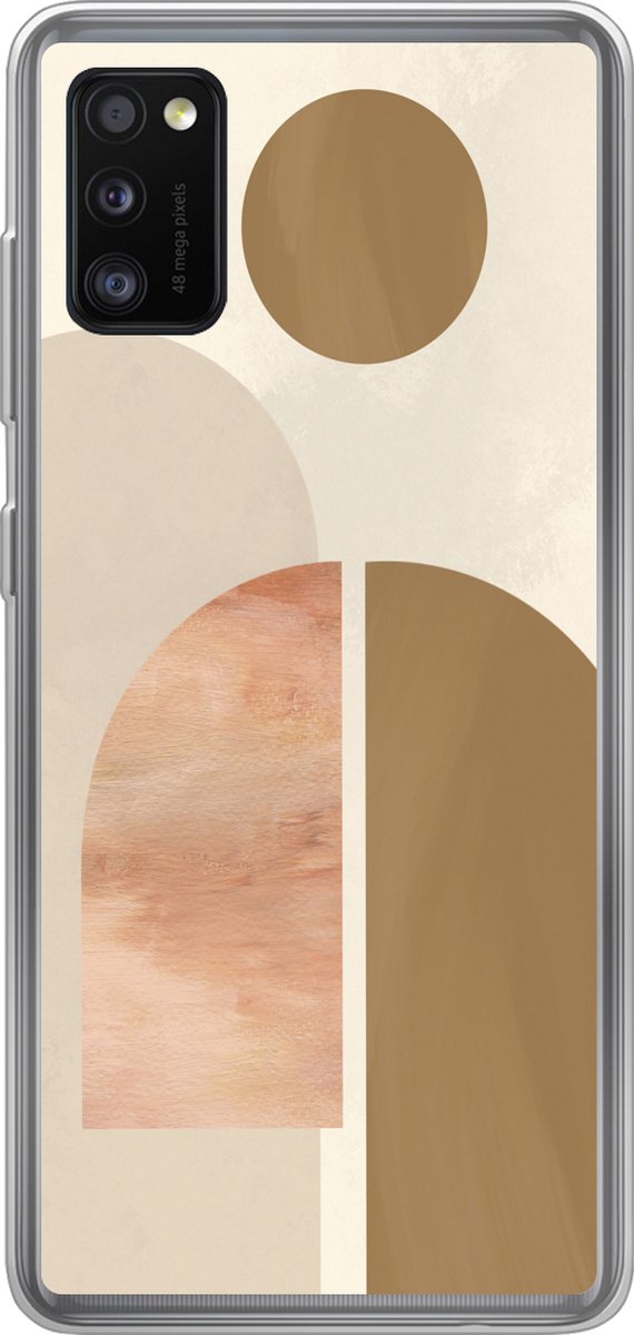 Telefoonhoesje Geschikt voor Samsung Galaxy A41 hoesje - Roze - Bruin - Design - Siliconen Telefoonhoesje Telefoonhoesje