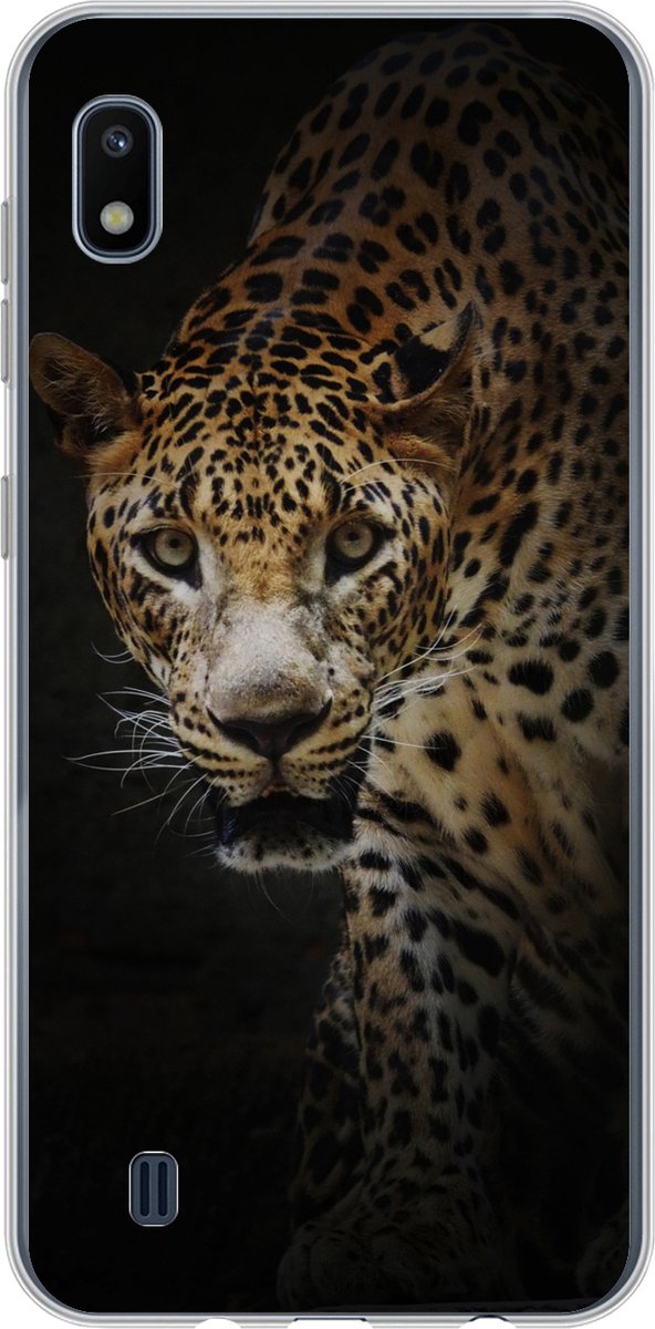 Telefoonhoesje Geschikt voor Samsung Galaxy A10 hoesje - Luipaard - Wilde dieren - Licht - Siliconen Telefoonhoesje Telefoonhoesje