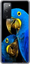 Geschikt voor Samsung Galaxy S20 FE hoesje - Papegaai - Vogel - Veren - Blauw - Siliconen Telefoonhoesje