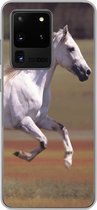 Geschikt voor Samsung Galaxy S20 Ultra hoesje - Paard - Licht - Gras - Siliconen Telefoonhoesje