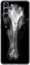 Geschikt voor Samsung Galaxy S21 hoesje - Koe - Dieren - Zwart - Siliconen Telefoonhoesje