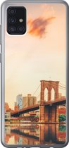 Geschikt voor Samsung Galaxy A52 5G hoesje - New York - Brooklyn - Bridge - Zonsondergang - Siliconen Telefoonhoesje