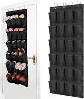 schoenenrek, 24 vakken, schoenenrek om op te hangen, organizer voor kast, zwart, schoenenkast voor aan de muur, multifunctioneel