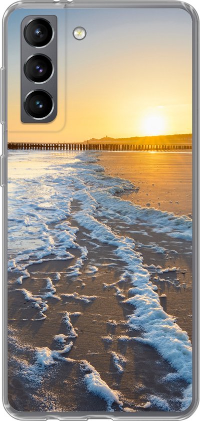 Geschikt voor Samsung Galaxy S21 hoesje - Het strand bij Domburg - Siliconen Telefoonhoesje