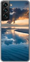 Geschikt voor Samsung Galaxy S22 hoesje - Zonsondergang bij de Nederlandse kust - Siliconen Telefoonhoesje