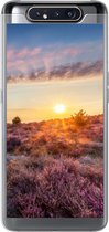 Geschikt voor Samsung Galaxy A80 hoesje - Bloeiende heide tijdens zonsondergang in Nederland - Siliconen Telefoonhoesje