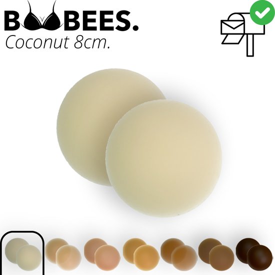 BOOBEES Nipple Covers - Tepelcovers - 8cm - Coconut - Zelfklevend - Tepelplakkers - 100% Siliconen - Herbruikbaar - Waterbestendig - BH accessoire - 7 Kleuren