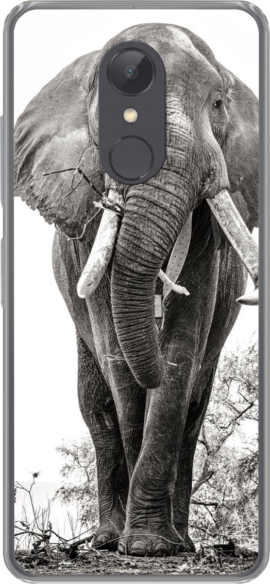 Telefoonhoesje Geschikt voor Xiaomi Geschikt voor Redmi 5 hoesje - Olifant - Portret - Dieren - Zwart wit - Siliconen Telefoonhoesje Telefoonhoesje