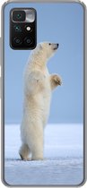 Geschikt voor Xiaomi Redmi 10 hoesje - IJsbeer - Grappig - Sneeuw - Kinderen - Jongens - Meisjes - Kind - Siliconen Telefoonhoesje