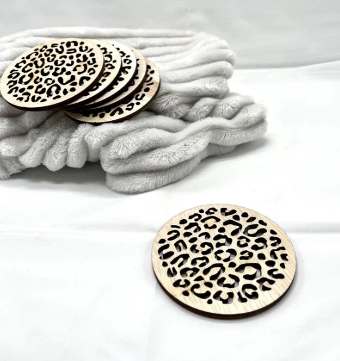 Hout van Anne Panterprint - Set van 6 houten onderzetters voor glazen - Panterprint - Hout