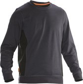 Jobman Roundneck Sweater Bicolor - Donkergrijs-Zwart - Maat XS