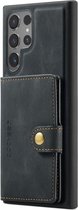 Coque CaseMe adaptée au Samsung Galaxy S24 Ultra | Couverture arrière avec porte-carte magnétique | Housse de protection Porte-carte Dos | 4 cartes et factures | Noir
