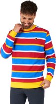 Pull OppoSuits Ernie™ - Pull Sesamstraat Street - Vêtements pour tenue Bert & Ernie - Manches longues - Rouge, Blauw, Jaune - Taille : L