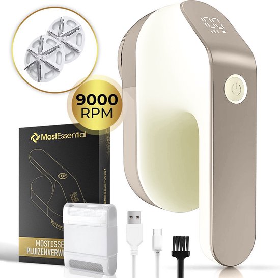 MostEssential Premium Elektrische Pluizenverwijderaar – Pluizentondeuse - USB-C Snellaadfunctie - Draadloos - 2000 mAh Batterij - PRO Edition