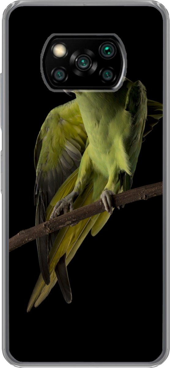 Telefoonhoesje Geschikt voor Xiaomi Geschikt voor Poco X3 NFC hoesje - Papegaai - Vogel - Tak - Siliconen Telefoonhoesje Telefoonhoesje