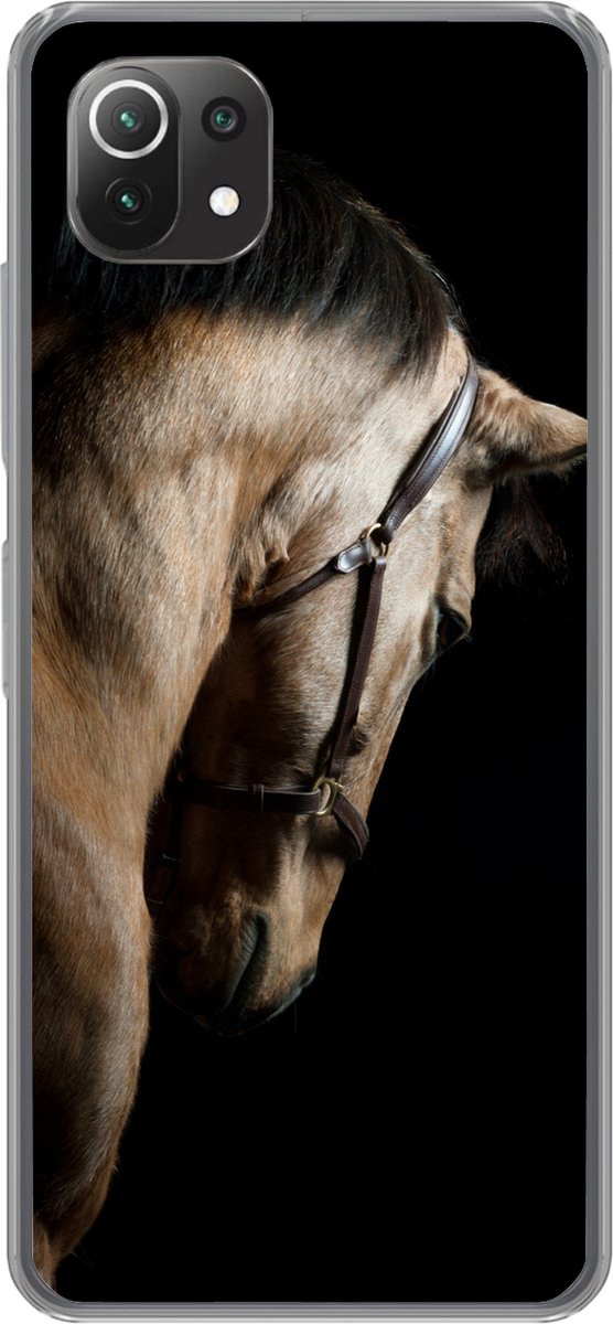 Telefoonhoesje Geschikt voor Xiaomi 11T hoesje - Paarden - Halster - Zwart - Siliconen Telefoonhoesje Telefoonhoesje