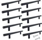 T-greep Denver RVS zwart SET 10 stuks - Hartafstand 128mm - Zwart - Meubelgreep zwart - Keukengreep zwart - Greep zwart - Deurgreep - Handgreep keukenkastjes - keukenkast - handgrepen kast - meubelgrepen - Handgrepen voor deurtjes