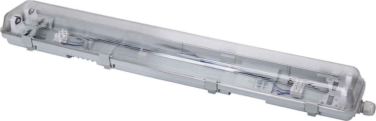 Velvalux LED Waterdichte TL Armatuur - Velvalux Strela - 60cm - Dubbel - Koppelbaar - Waterdicht IP65 Grijs